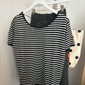 Black and White Striped Women's Top